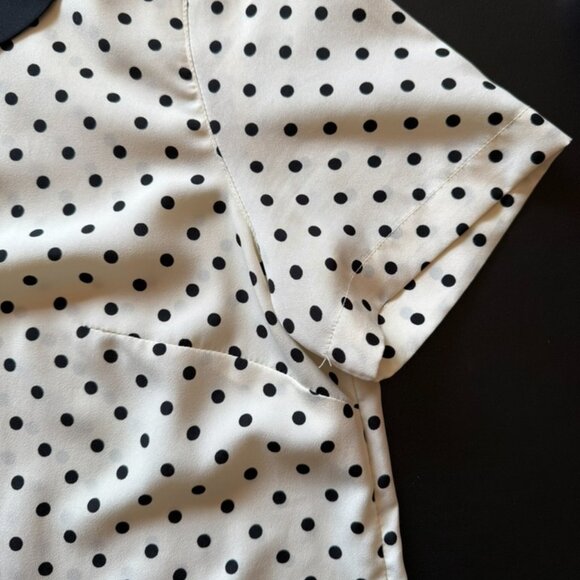 Merona Black and Cream Polka Dot Short Sleeve Blouse - Picture 6 of 7